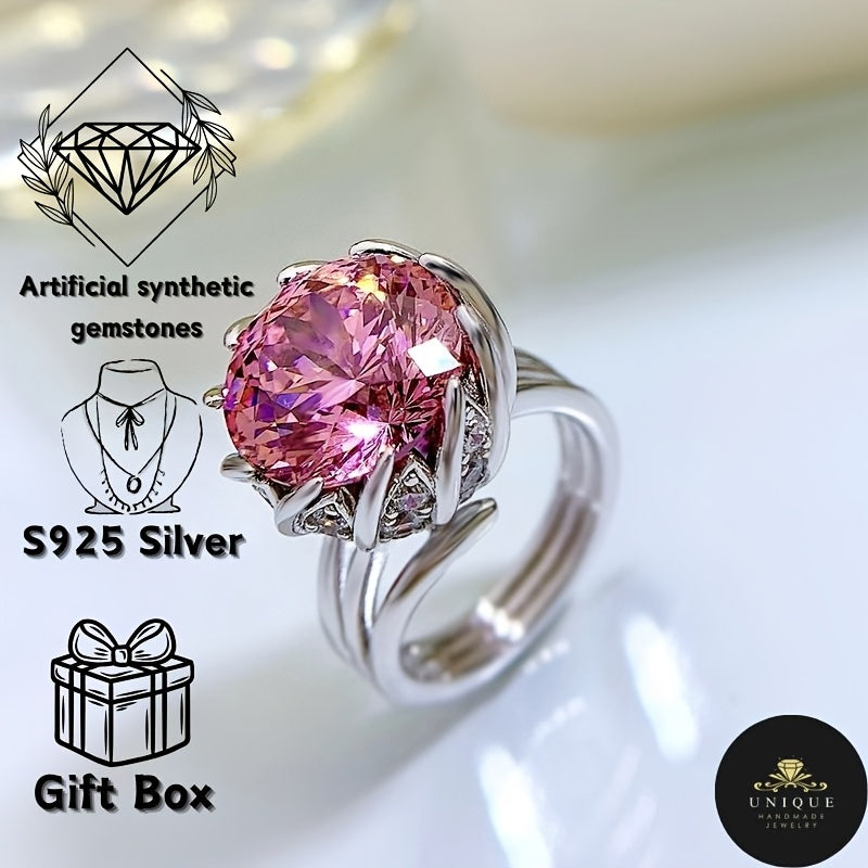 This elegant Lotus Flower ring is crafted from 925 Sterling Silver and features a stunning 7.5 Carat Pink Synthetic Gemstone. It comes with a gift box included, making it perfect for vacation or gifting. The Flowers Theme design and luxurious style make