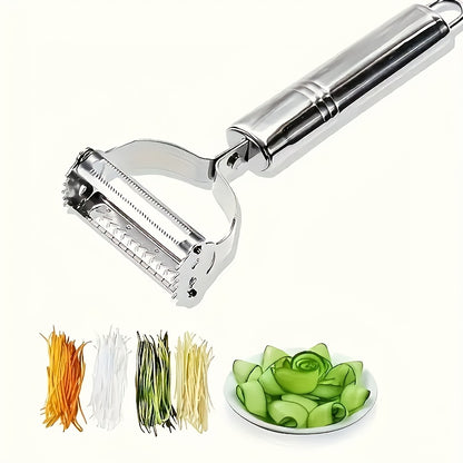 Durable stainless steel vegetable peeler with easy grip handle, ideal for home and restaurant use.