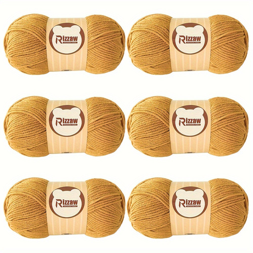 6 pieces of 50g soft yarn for beginners, suitable for crocheting clothes, blankets, DIY knitting, and handbags.