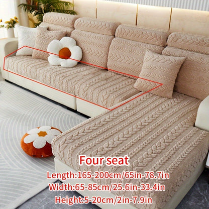 Wheat Sheaf Pattern Plush Sofa Cover, Cat Scratch Resistant, Elastic Fit for 1-4 Seater Sofas, Non-Slip, Machine Washable, Ideal for Multiple Rooms