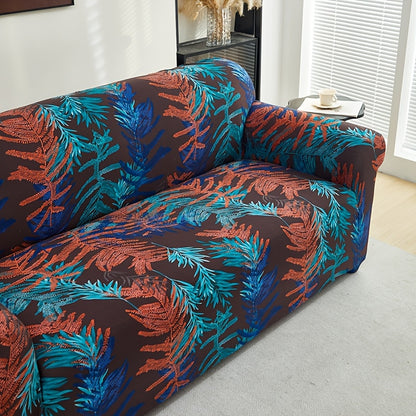 All-season sofa cover with stretchable fabric and anti-slip stick. Features modern print design, machine washable and fits single to four-seater sofas. Anti-dirt and dust-proof.