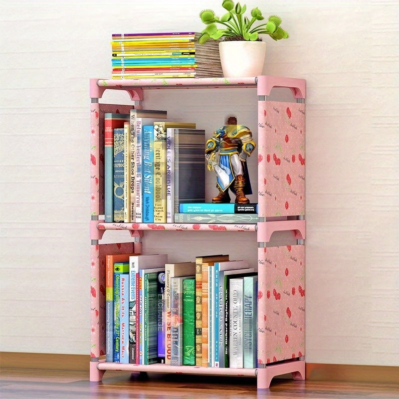 Modern student bookshelf storage rack with combination cabinet and newspaper rack