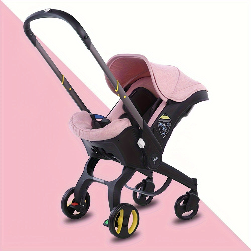 Lightweight folding high landscape baby stroller, suitable for mall, supermarket, and outdoor use, with multi-functional features.