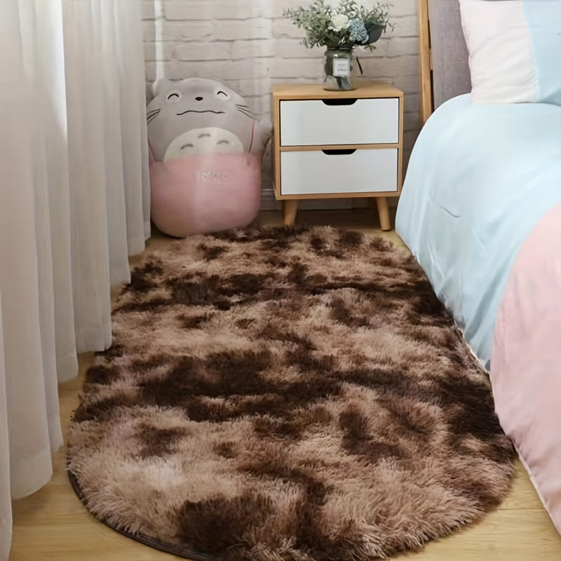 [Best-Selling] Plush Tie-Dye Oval Mat | Made with Ultra-Soft Polyester Fiber | Thick, Durable & Easy to Clean | Perfect for Bedroom or Living Room | Enhances Coziness and Adds Texture | Ideal Rugs for Living Room