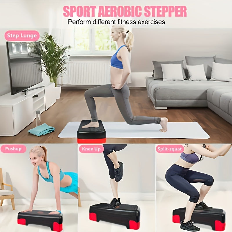 Adjustable 44.96cm Aerobic Step Platform in Gray/Red - Non-Slip, Durable Gym equipment for Yoga & Training