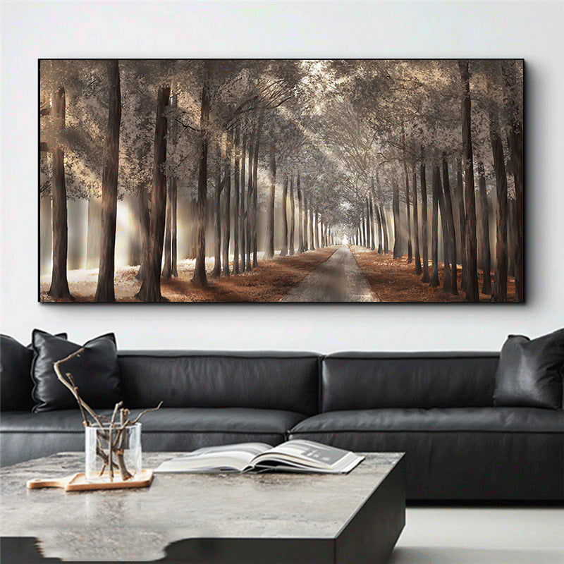 1 piece Nature Sunshine canvas painting of trees in a forest, Scandinavian prints for home decor, unframed.