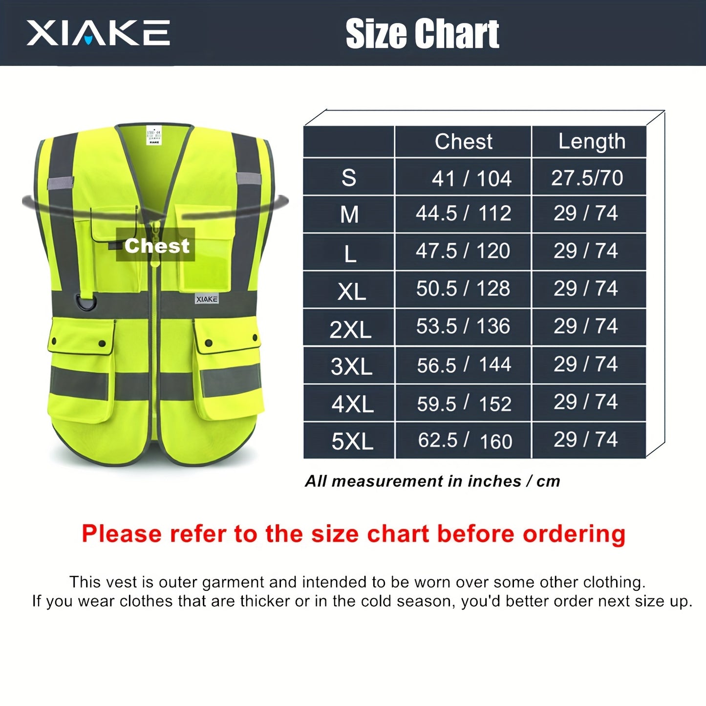 Stay safe and visible in ANSI/ISEA certified reflective safety vest with 8 pockets and zipper.