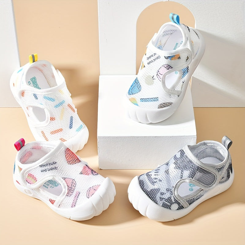 Lightweight, non-slip mesh sandals for infants and toddlers, ideal for summer.