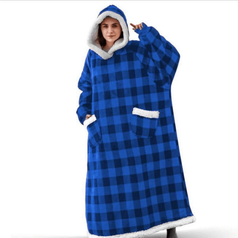 Oversized Flannel Blanket with Sleeves - Stay Cozy in Contemporary Style, Stain Resistant, Easy to Clean, Hooded Polyester Fleece Blanket for Men and Women, 300-350gsm