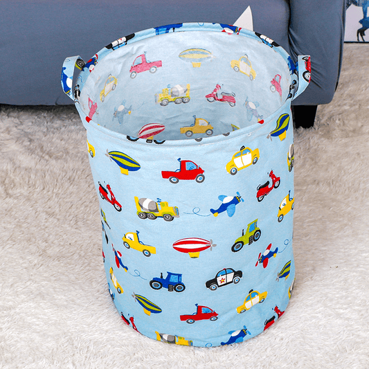 Large canvas storage basket with a handle, perfect for organizing toys, clothes, and laundry. Can be folded for easy storage when not in use. Makes a great gift for Christmas or Halloween. Ideal for nurseries and kids' rooms.