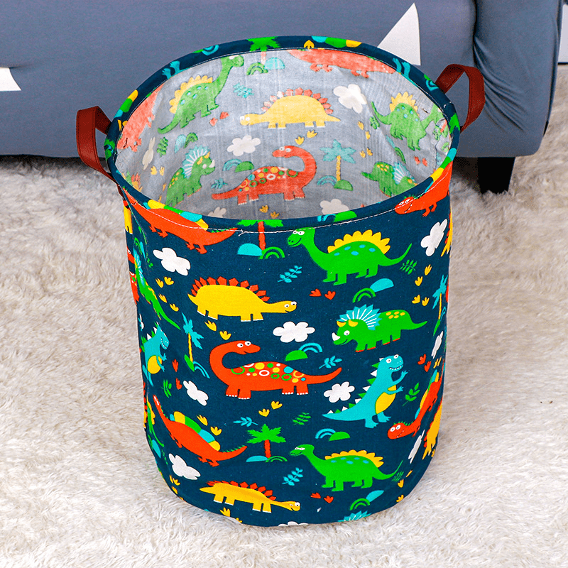 Large canvas storage basket with a handle, perfect for organizing toys, clothes, and laundry. Can be folded for easy storage when not in use. Makes a great gift for Christmas or Halloween. Ideal for nurseries and kids' rooms.