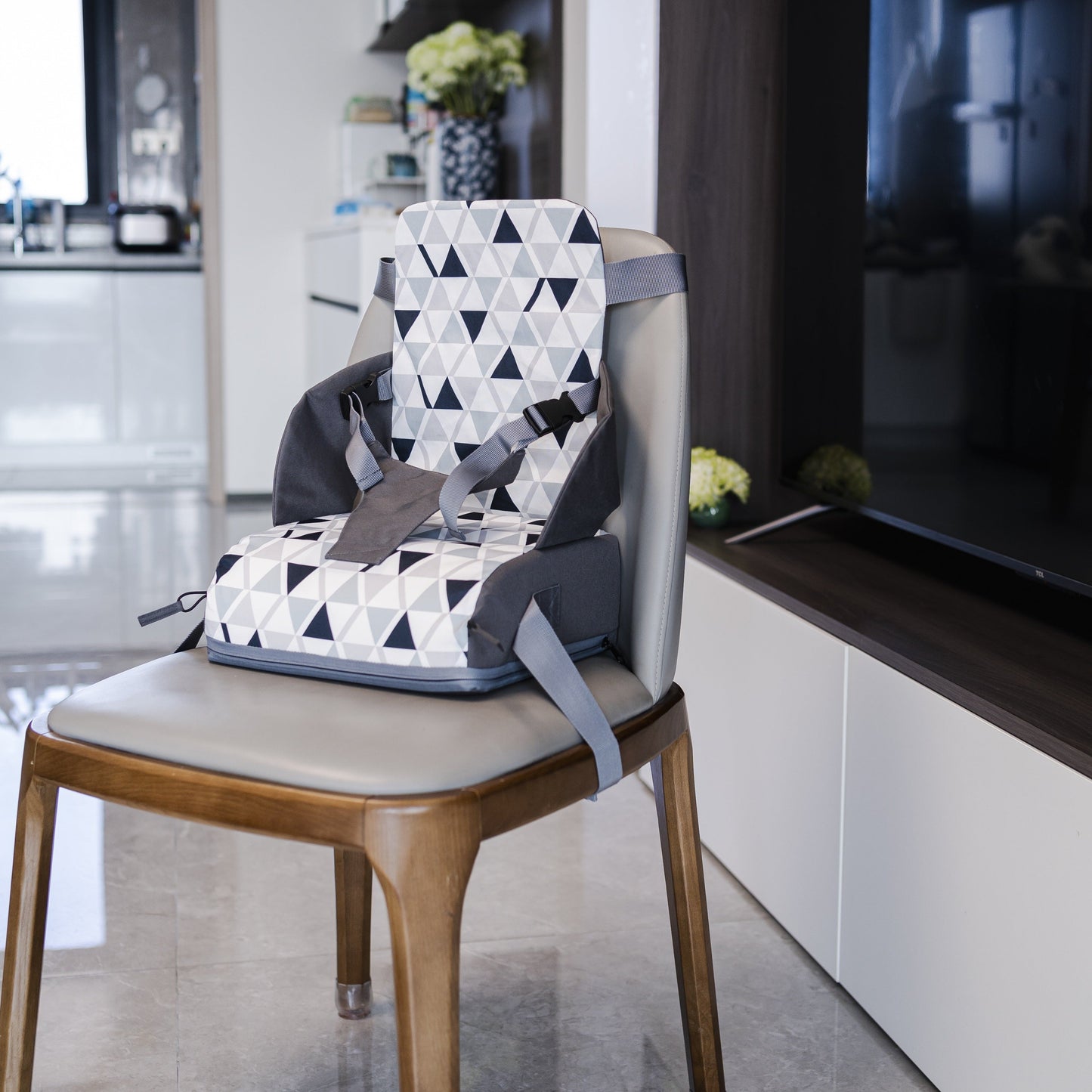 Easter Gift: Portable Dining Table Booster Seat with Waterproof, Non-Slip Cushion, Adjustable Safety Belt, and Backrest for Household Use.