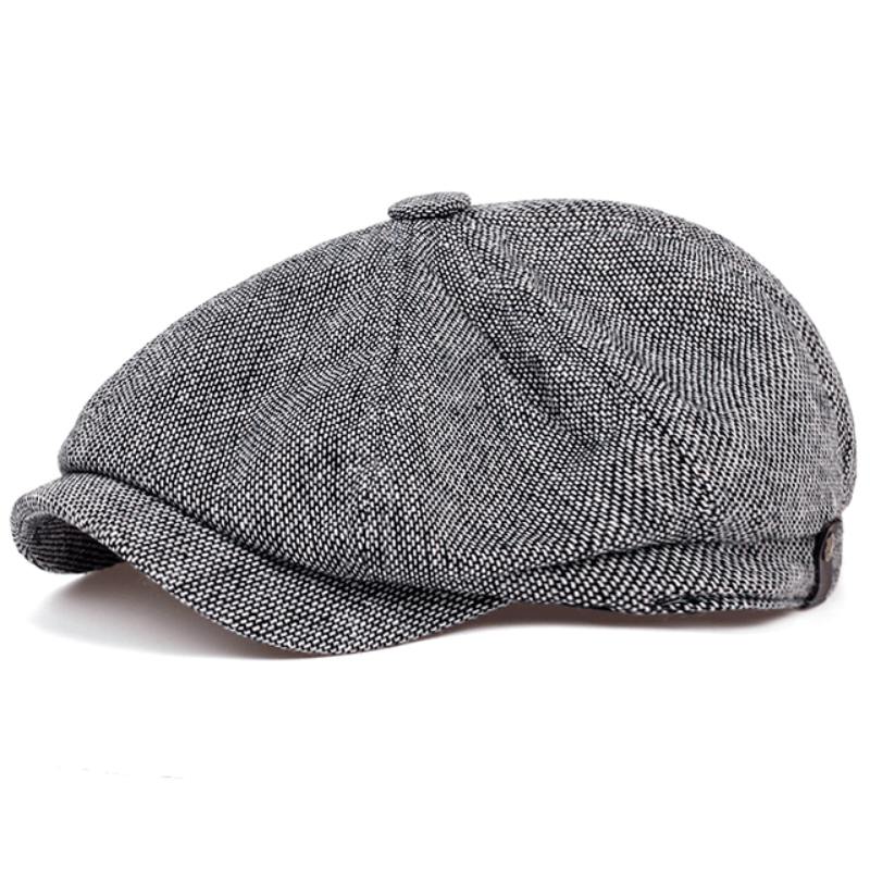 Retro Octagonal Herringbone Hat for Men, Striped Casual Beret, Gatsby Flat Hat