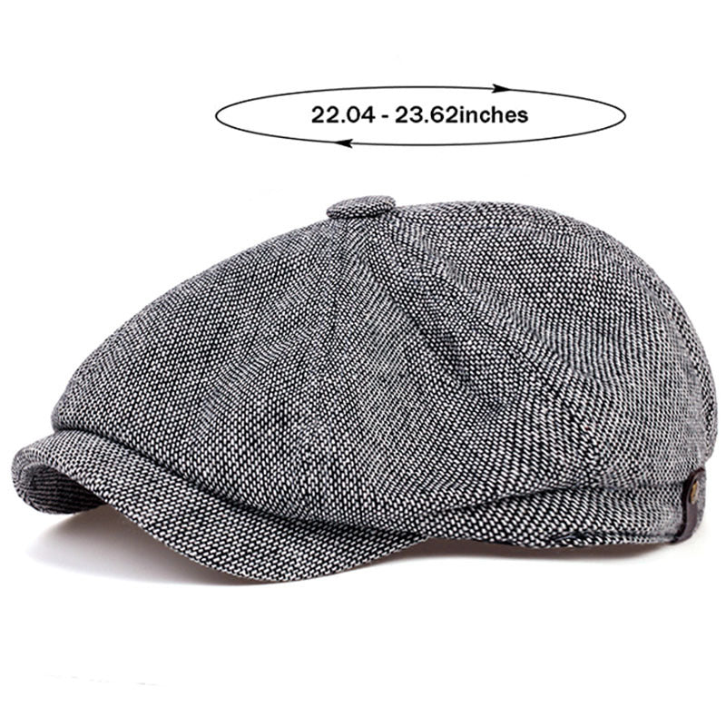 Retro Octagonal Herringbone Hat for Men, Striped Casual Beret, Gatsby Flat Hat