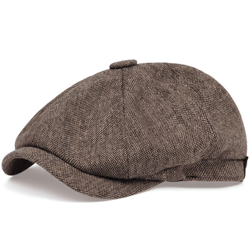 Retro Octagonal Herringbone Hat for Men, Striped Casual Beret, Gatsby Flat Hat