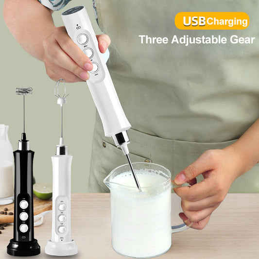 Portable Cappuccino and Coffee Mixer: 3-in-1 Electric Milk Frother, Foam Maker, Egg Whisk, and Blender - Rechargeable and Perfect for Kitchen Supplies