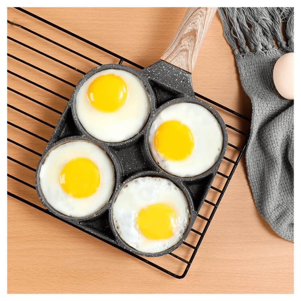 Non-Stick Egg and Hamburger Frying Pan with Wooden Handle - Ideal for Induction Cookers and Gas Stoves, Perfect for Cooking Eggs, Burgers, and More!