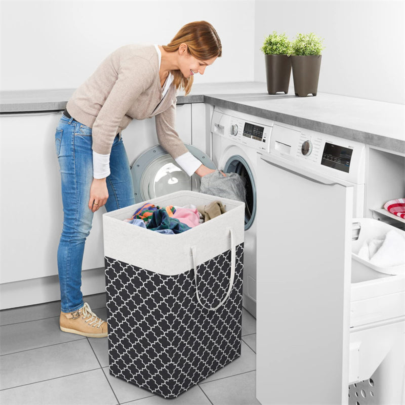 Large Capacity Cotton And Linen Fabric Dirty Clothes Basket, perfect for storing dirty clothes, toys, or laundry. This foldable basket is ideal for bathroom or room organization and makes a great Christmas or Halloween gift.