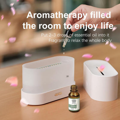 Flame Simulation Ultrasonic Humidifier with Aromatherapy and Lighting - USB Powered Essential Oil Diffuser for Bedroom and Travel