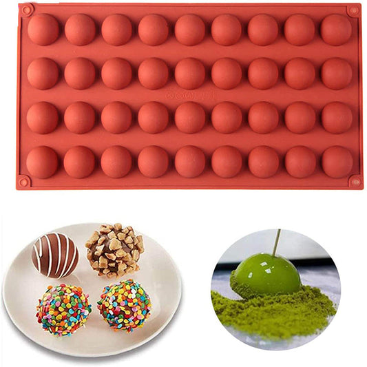 Silicone mold for making chocolate cake, jelly, dome mousse in 36 semi-sphere cavities. Non-stick fondant moulds for baking tools.