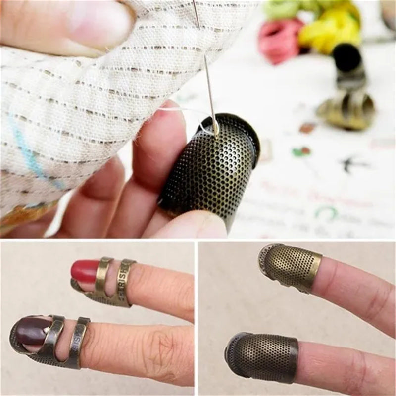 Vintage metal thimble for needlework and crafting.