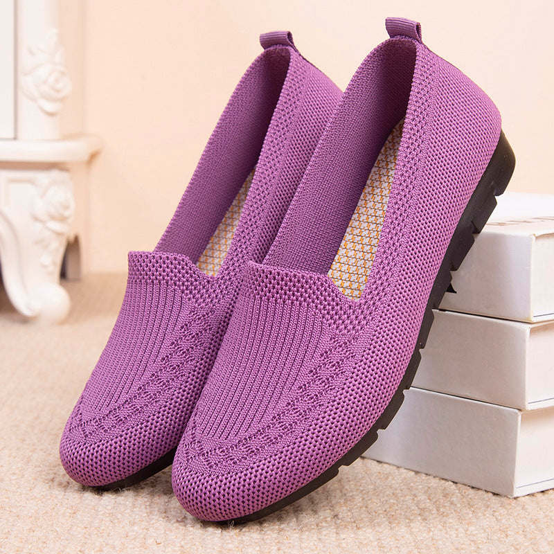 Women's Solid Color Knitted Loafers: Lightweight, Non-slip, Casual Walking Shoes