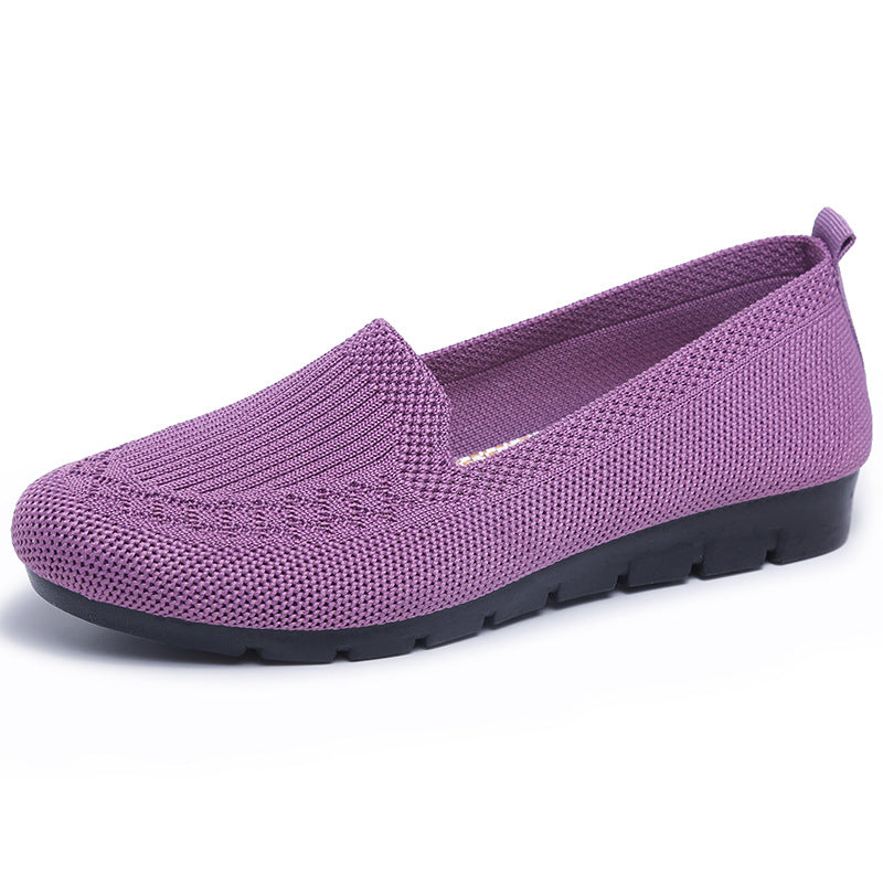 Women's Solid Color Knitted Loafers: Lightweight, Non-slip, Casual Walking Shoes