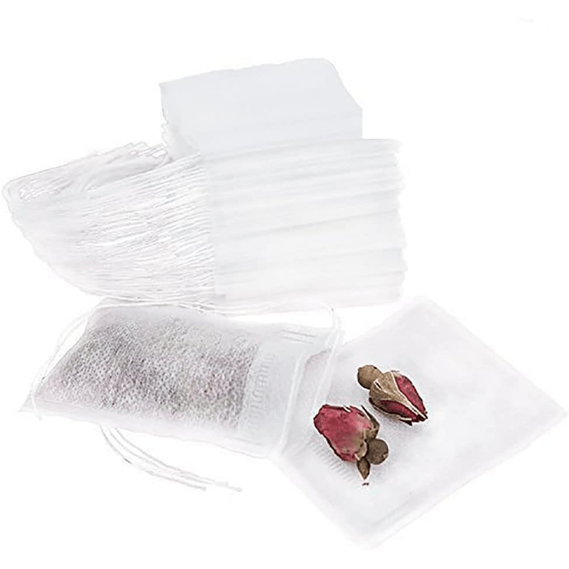 400 pieces of Tea Filter Bags, Disposable Empty Drawstring Seal Filter Loose Leaf Tea Bags measuring 8.99 X 6.99 cm.