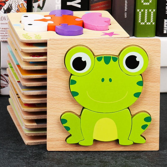 Educational wooden puzzle toys featuring cartoon animals, perfect for young children in kindergarten. Ideal for holiday gifts such as Christmas, Halloween, and Thanksgiving.