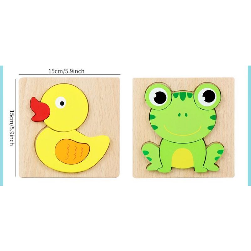 Educational wooden puzzle toys featuring cartoon animals, perfect for young children in kindergarten. Ideal for holiday gifts such as Christmas, Halloween, and Thanksgiving.