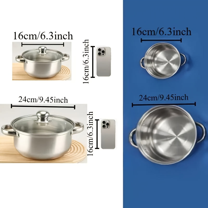 Stainless Steel Cookware Set with Lids - 8 Pieces, Induction Compatible, Soup Pot & Saucepans for Home & Restaurant Use - Perfect for Holiday Gatherings, Durable and Stylish