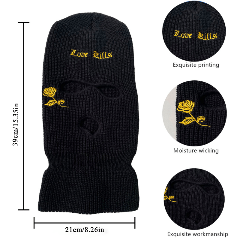 Cross Embroidery Qish Balaklava Shapka bilan uslubda chang'i qiling! Ushbu 3-teshikli to'qilgan chang'i niqobi to'liq yuzni qoplaydi va iliq to'qilgan beanie dizayniga ega. Barcha ochiq havoda sport faoliyatlaringizda qulay bo'ling va zamonaviy ko'rining.