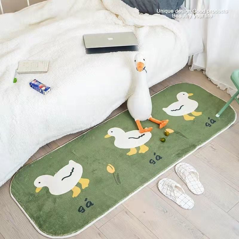 Adorable Cartoon Faux Cashmere Bedside Rug, Thick Bedroom Rug for Bay Window or Living Room, Girl's Heart Design, Machine-Made from Polyester Knit, Non-Slip Rubber Backing, Hand Washable, Perfect Bedroom Accent Rug