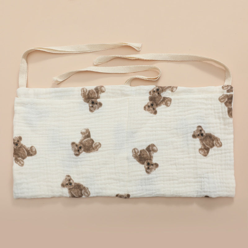 This versatile storage bag made of pure cotton features double layers for extra storage. It can be used as a bedside organizer, toy bag, stroller hanging bag, or bottle holder. With a festive print, it makes a perfect Easter, Halloween, or Christmas gift