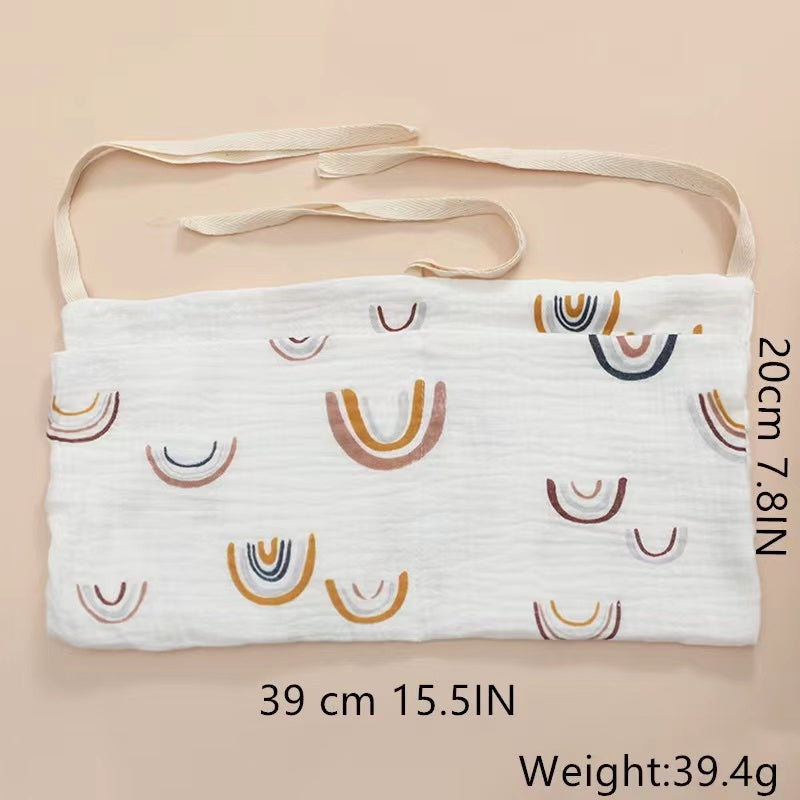 This versatile storage bag made of pure cotton features double layers for extra storage. It can be used as a bedside organizer, toy bag, stroller hanging bag, or bottle holder. With a festive print, it makes a perfect Easter, Halloween, or Christmas gift