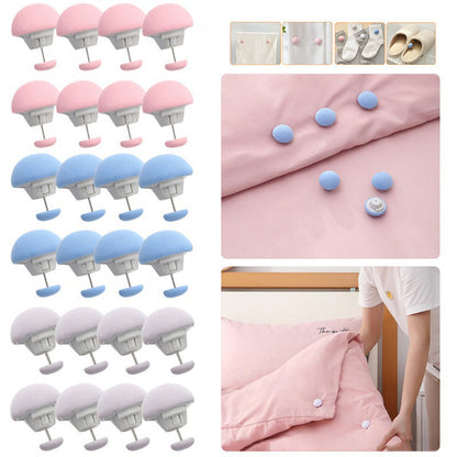 4/8/16 pieces Mushroom Quilt Holder Macaron Duvet Cover Clip Non-slip Quilt Blanket Clip with One Key to Unlock Blankets Cover Fastener Clip Holder for Bed Sheet