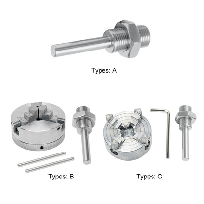 Z011 Mini Lathe Chuck Set with 3 & 4 Jaw, Self-Centering Woodworking Tool, Durable Connecting Rod and Accessories, Power Tool for Electric Drill.