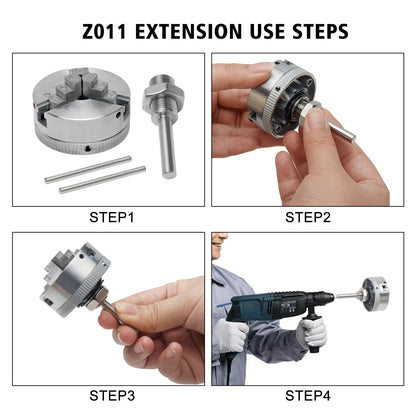 Z011 Mini Lathe Chuck Set with 3 & 4 Jaw, Self-Centering Woodworking Tool, Durable Connecting Rod and Accessories, Power Tool for Electric Drill.