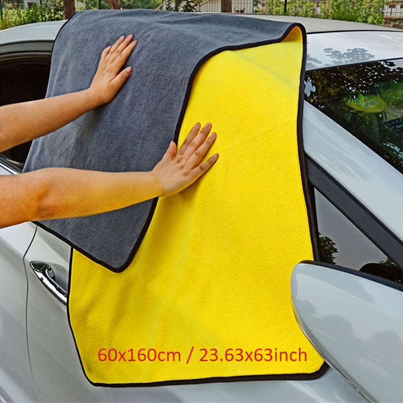 Extra large microfiber car cleaning towel with quick-dry, high absorbency for vehicle external care, no power needed.