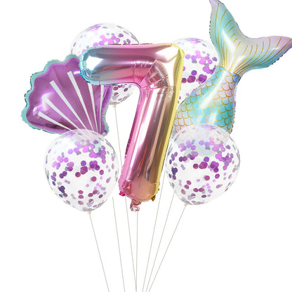 Purple Mermaid Party Balloons set includes 32 inch Ombre Number Foil Balloons for Birthday and Baby Shower Decoration. Helium Balloon Set makes perfect Birthday Gift.