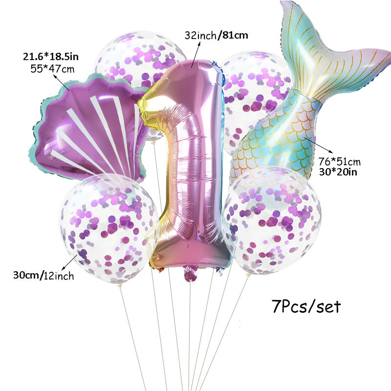 Purple Mermaid Party Balloons set includes 32 inch Ombre Number Foil Balloons for Birthday and Baby Shower Decoration. Helium Balloon Set makes perfect Birthday Gift.