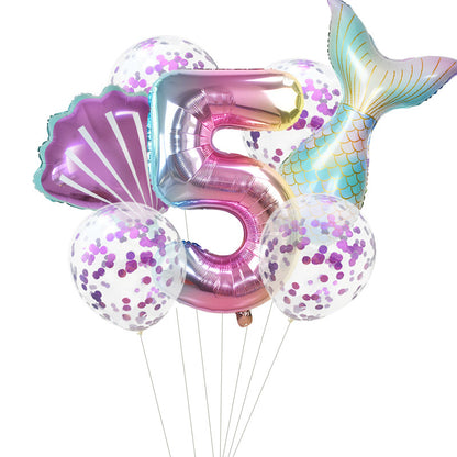 Purple Mermaid Party Balloons set includes 32 inch Ombre Number Foil Balloons for Birthday and Baby Shower Decoration. Helium Balloon Set makes perfect Birthday Gift.