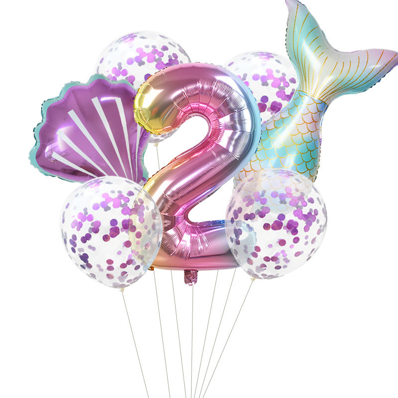 Purple Mermaid Party Balloons set includes 32 inch Ombre Number Foil Balloons for Birthday and Baby Shower Decoration. Helium Balloon Set makes perfect Birthday Gift.