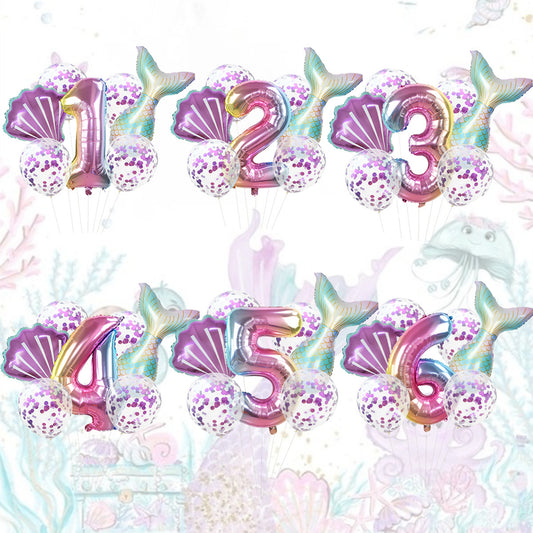 Purple Mermaid Party Balloons set includes 32 inch Ombre Number Foil Balloons for Birthday and Baby Shower Decoration. Helium Balloon Set makes perfect Birthday Gift.