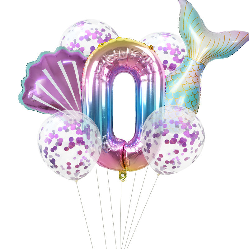 Purple Mermaid Party Balloons set includes 32 inch Ombre Number Foil Balloons for Birthday and Baby Shower Decoration. Helium Balloon Set makes perfect Birthday Gift.