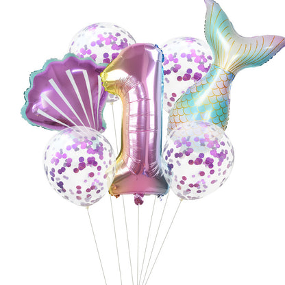 Purple Mermaid Party Balloons set includes 32 inch Ombre Number Foil Balloons for Birthday and Baby Shower Decoration. Helium Balloon Set makes perfect Birthday Gift.