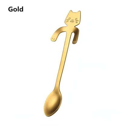 Adorable Cat-Shaped Stainless Steel Coffee Spoon for Desserts and Snacks, perfect for serving ice cream.