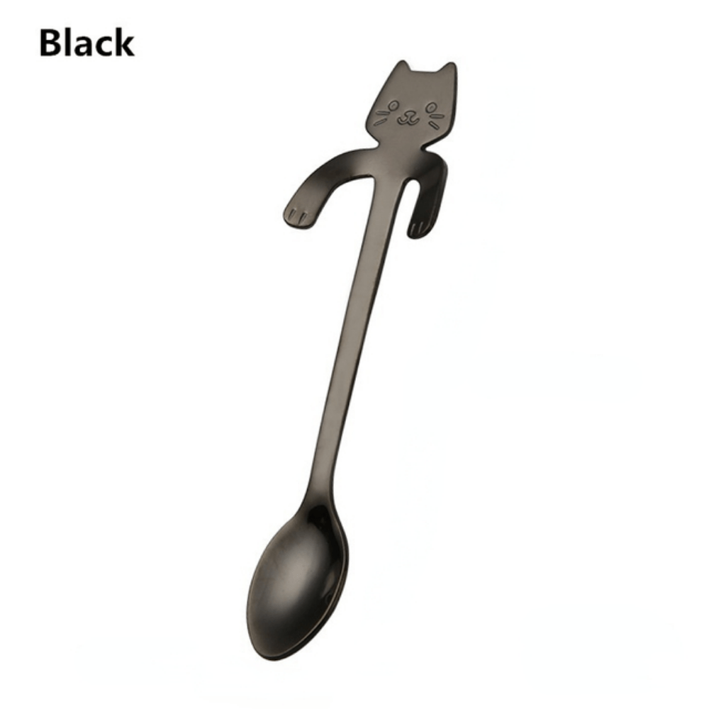 Adorable Cat-Shaped Stainless Steel Coffee Spoon for Desserts and Snacks, perfect for serving ice cream.