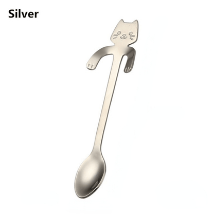 Adorable Cat-Shaped Stainless Steel Coffee Spoon for Desserts and Snacks, perfect for serving ice cream.