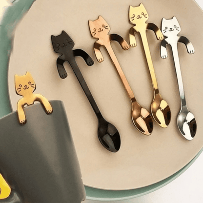 Adorable Cat-Shaped Stainless Steel Coffee Spoon for Desserts and Snacks, perfect for serving ice cream.